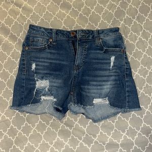 Blue Ripped Jean Shorts